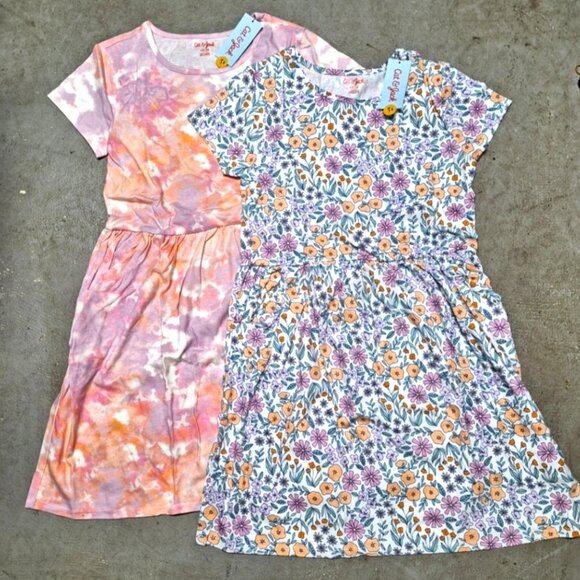 Cat & Jack Other - New! Cat & Jack Set of 2 Girls Pink Printed Short Sleeve Knit Dresses XXL